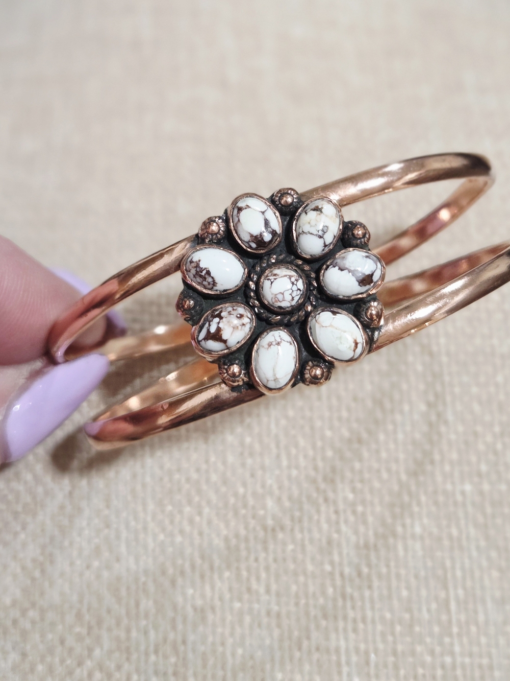 Copper Wild Horse Flower Cuff Bracelet